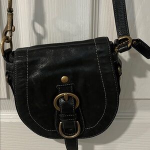 Coach Black Leather Crossbody Bag with Gold Hardware